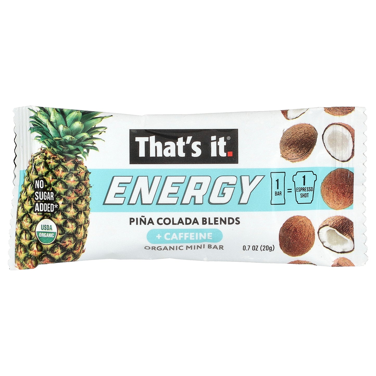 That's It, Energy, Organic Mini Bars, Pina Colada Blends, 6 Mini Bars, 0.7 oz (20 g) Each