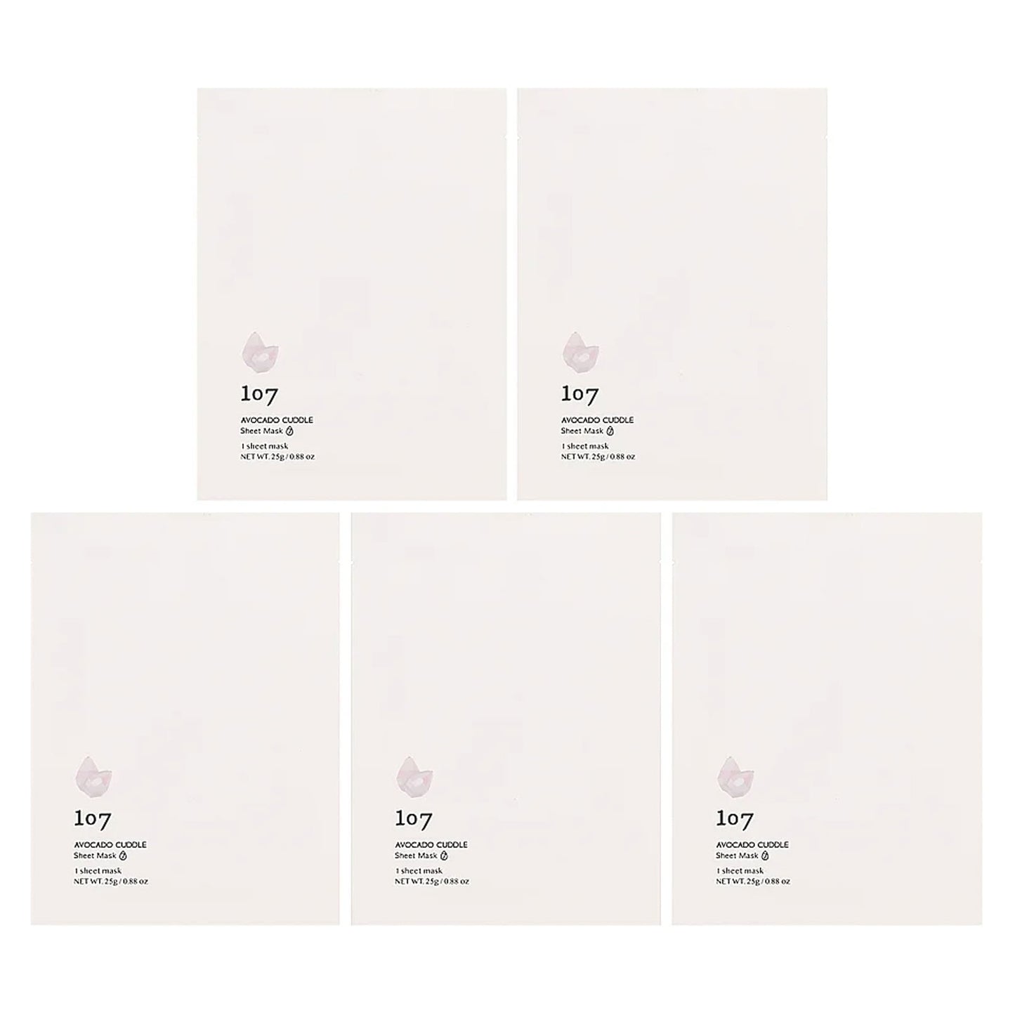 107 Beauty, Avocado Cuddle, Beauty Sheet Masks, 5 Sheets, 0.88 oz (25 g) Each