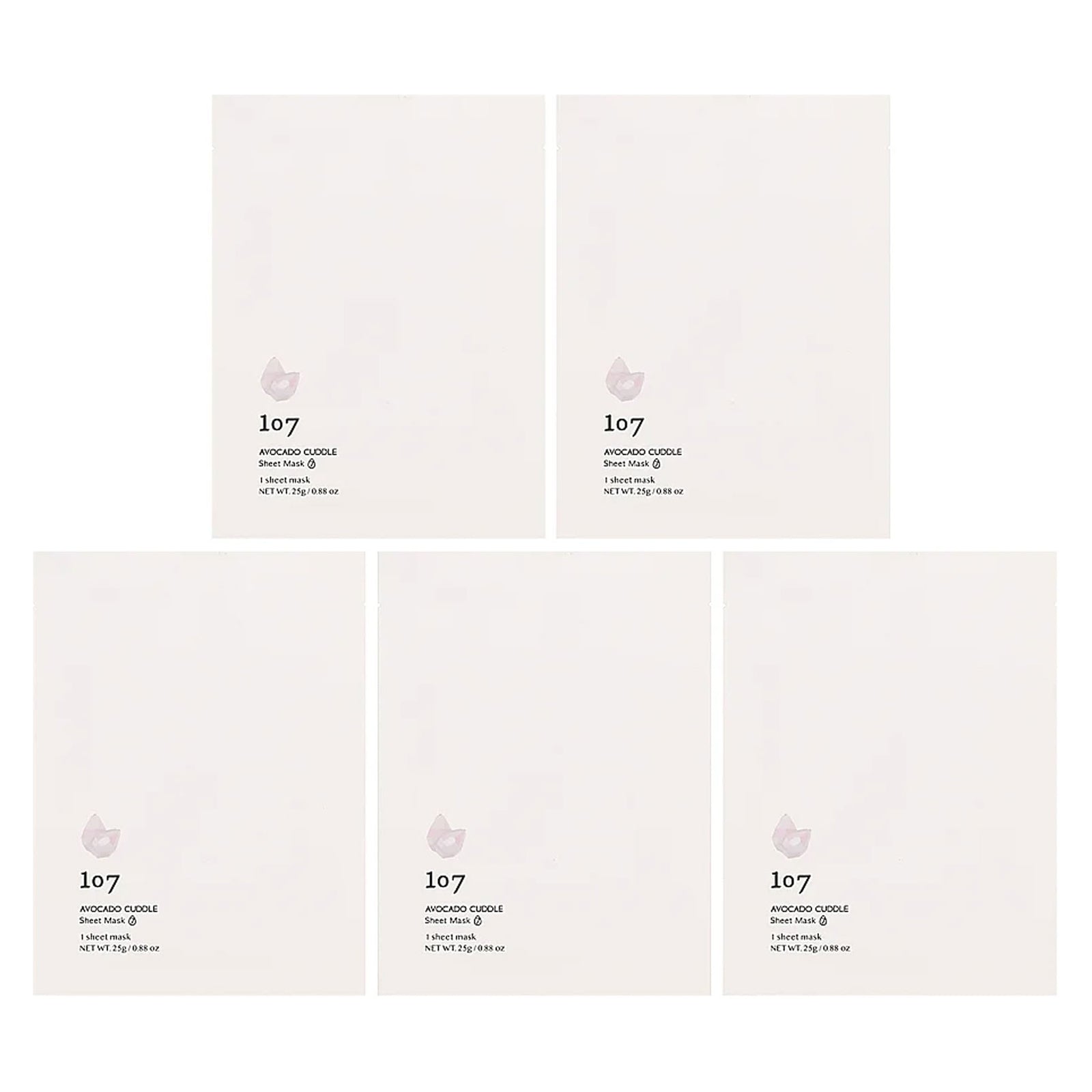 107 Beauty, Avocado Cuddle, Beauty Sheet Masks, 5 Sheets, 0.88 oz (25 g) Each