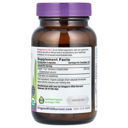 Oregon's Wild Harvest, Organic "True" Cinnamon (Ceylon), 60 Organic Vegan Capsules (450 mg per Capsule)