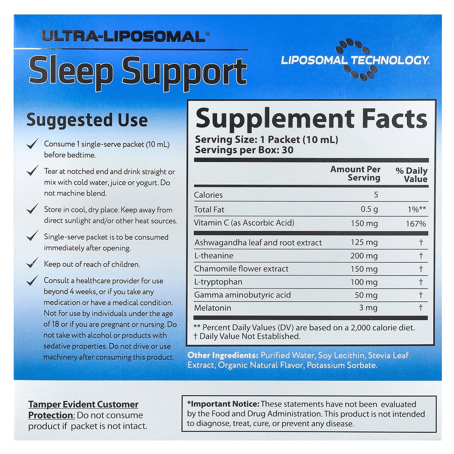 Aurora Nutrascience, Ultra-Liposomal®, Sleep Support, 30 Packets, 0.34 fl oz (10 ml) Each