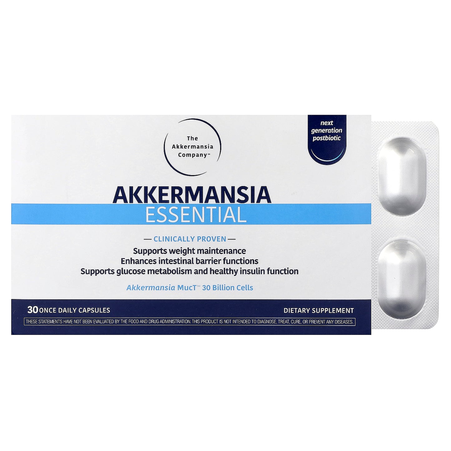 The Akkermansia Company, Akkermansia Essential, 30 Daily Capsules (150 mg per Capsule)