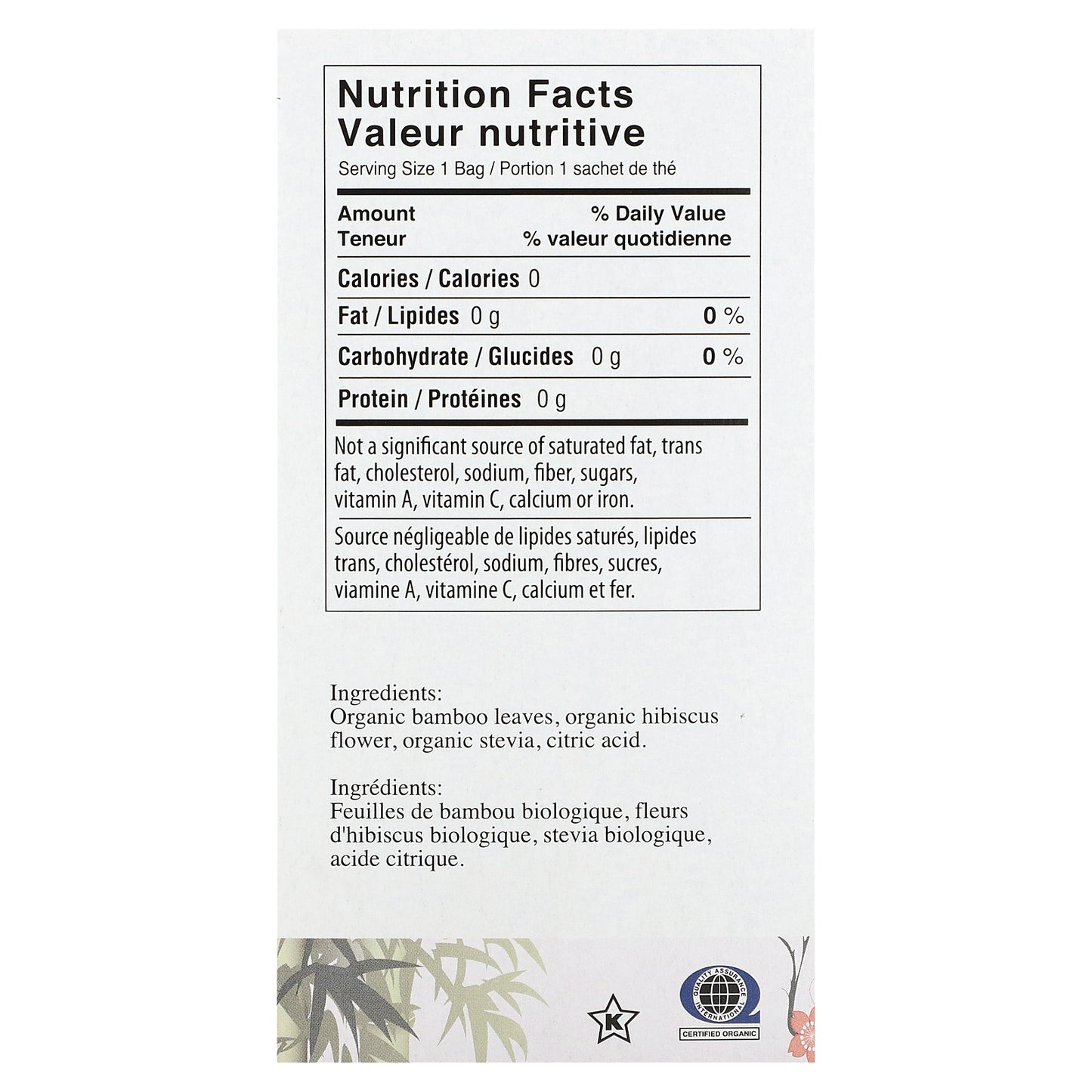 Uncle Lee's Tea, Organic Bamboo Tea, Hibiscus, Caffeine Free, 18 Tea Bags, 1.02 oz (28.8 g)