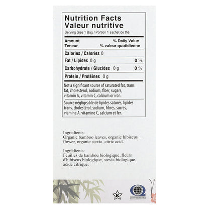 Uncle Lee's Tea, Organic Bamboo Tea, Hibiscus, Caffeine Free, 18 Tea Bags, 1.02 oz (28.8 g)
