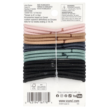 Scunci, No Damage® Elastics, All Hair, All Day Medium Hold, 18 Pieces