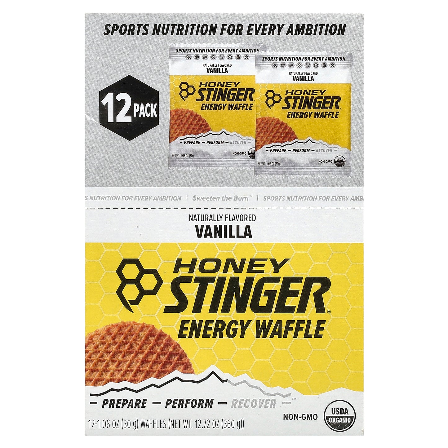 Honey Stinger, Energy Waffle, Vanilla, 12 Waffles, 1.06 oz (30 g) Each