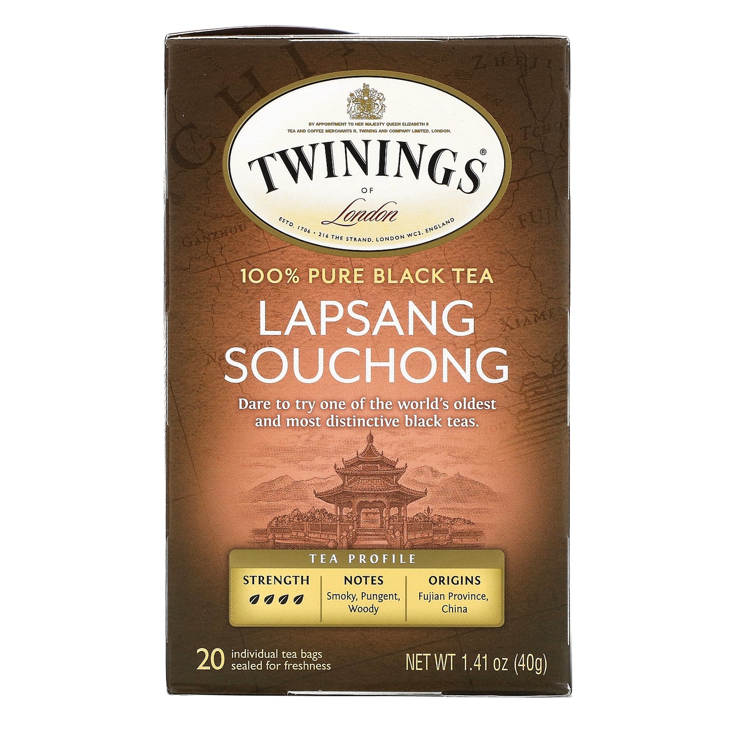 Twinings, 100% Pure Black Tea, Lapsang Souchong, 20 Tea Bags, 1.41 oz (40 g)