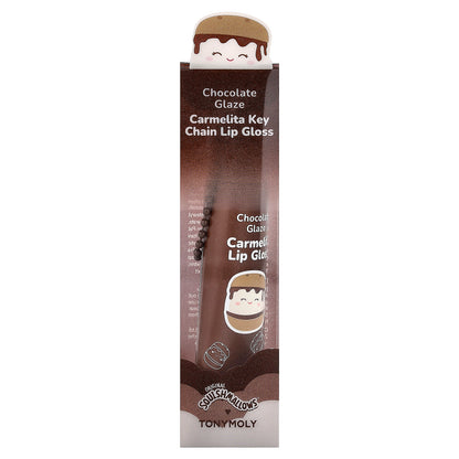 TonyMoly, Original Squishmallows™, Carmelita Key Chain Lip Gloss, Chocolate Glaze, 0.38 oz (11 g)