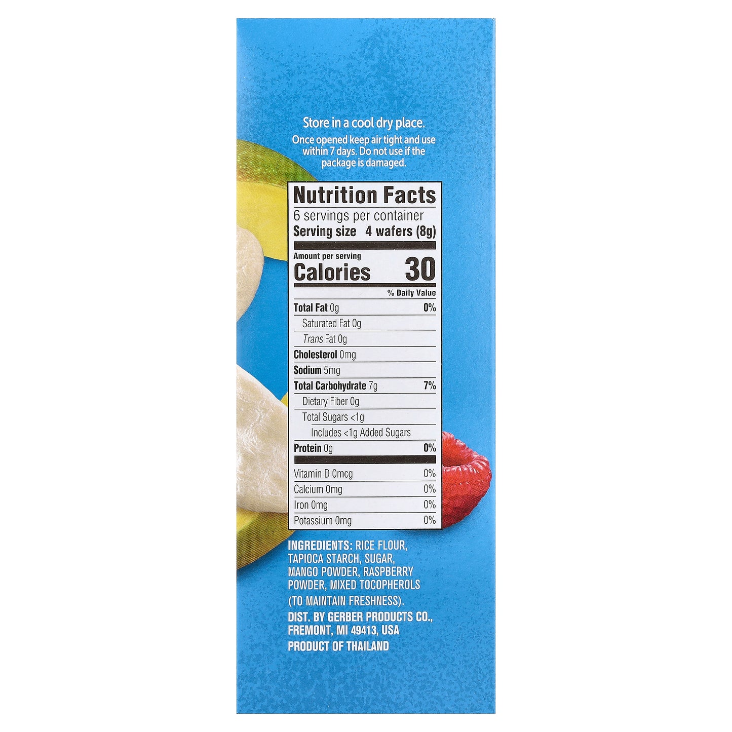 Gerber, Snacks for Baby, Teethers, Gentle Teething Wafers, 7+ Months, Mango Raspberry, 12 Individually Wrapped 2 Packs, 0.14 oz (4 g) Each