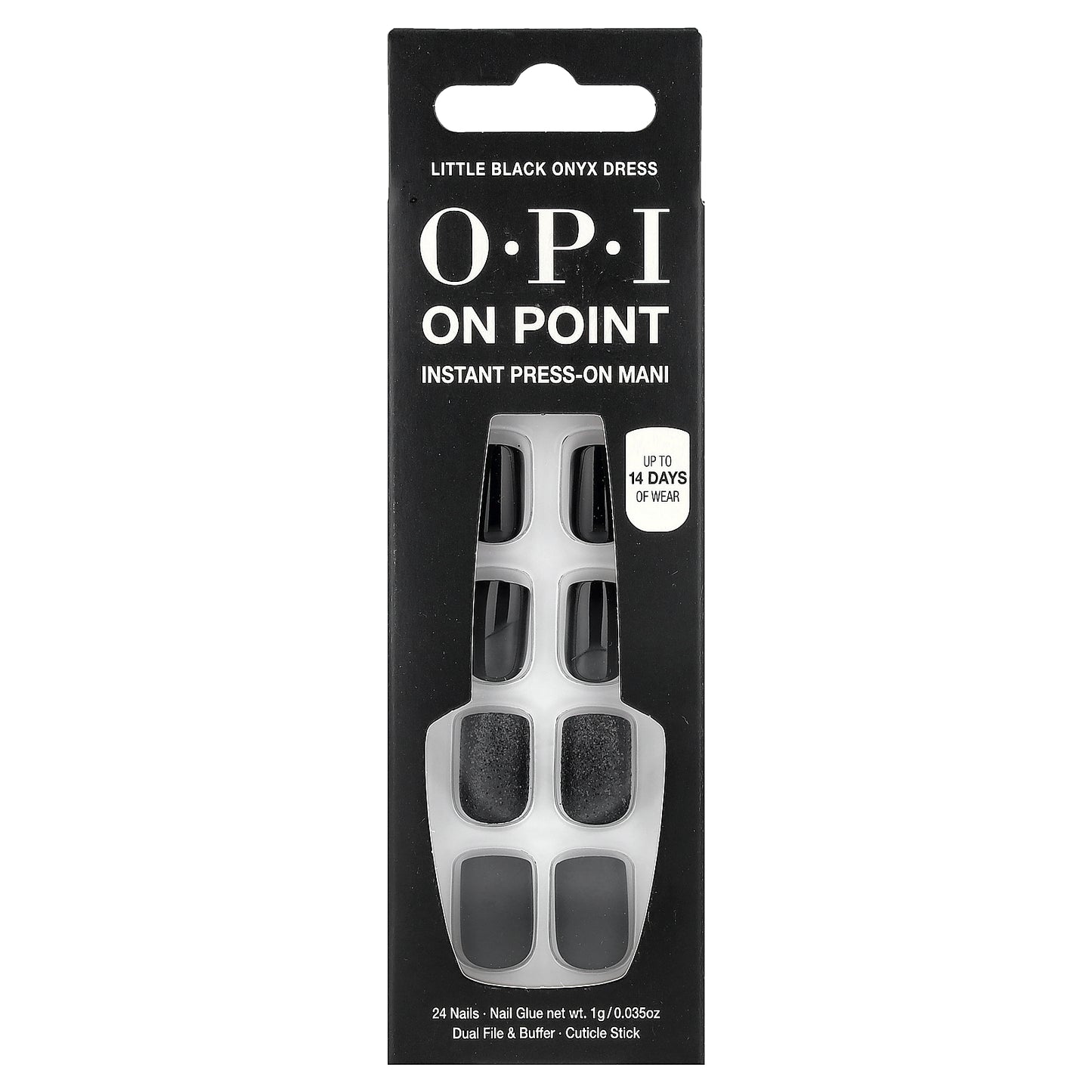 OPI, On Point, Instant Press-On Mani, Short Length, Little Black Onyx Dress, 27 Piece Kit