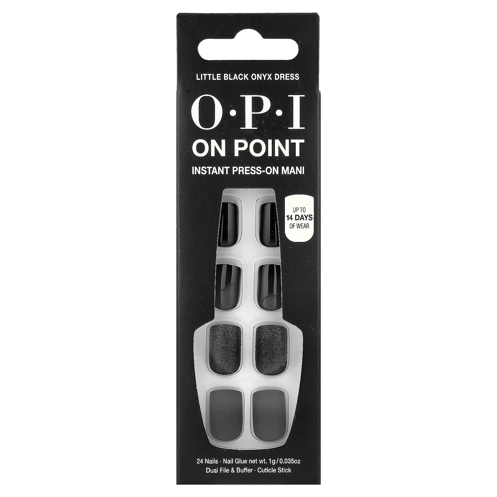 OPI, On Point, Instant Press-On Mani, Short Length, Little Black Onyx Dress, 27 Piece Kit