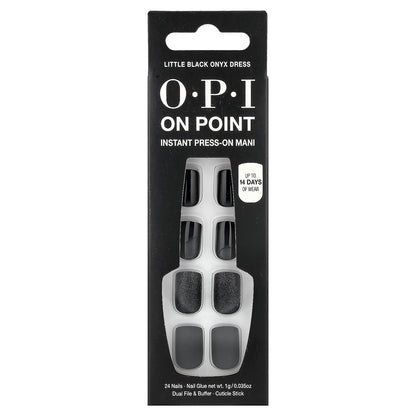 OPI, On Point, Instant Press-On Mani, Short Length, Little Black Onyx Dress, 27 Piece Kit