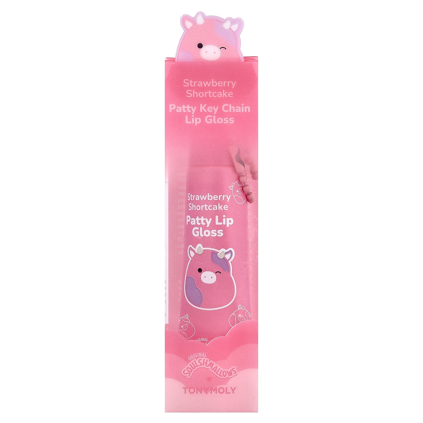 TonyMoly, Original Squishmallows™, Patty Key Chain Lip Gloss, Strawberry Shortcake , 11 g