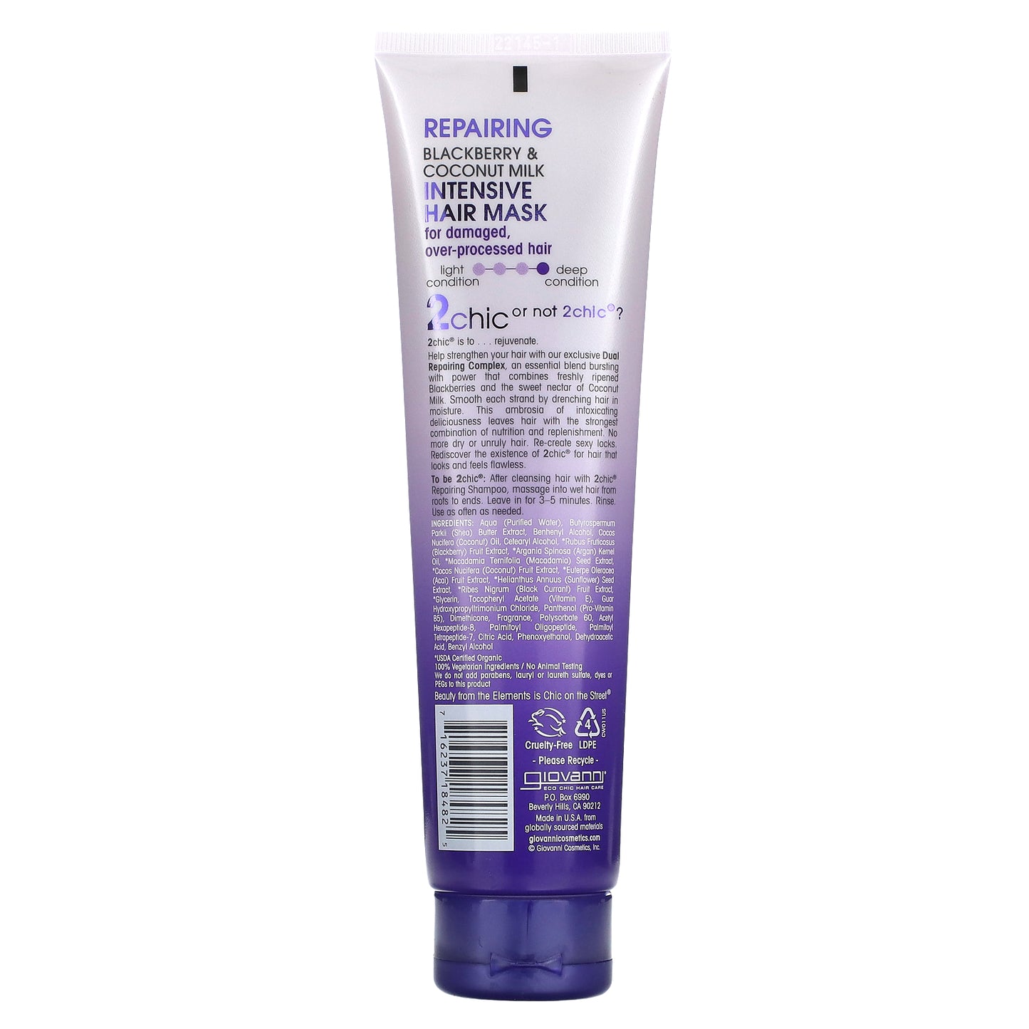 Giovanni, 2chic, Repairing Intensive Hair Mask, Blackberry + Coconut Milk, 5.1 fl oz (150 ml)