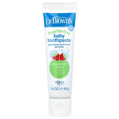 Dr. Brown's, Baby Toothpaste, Fluoride-Free, 0-3 Years, Strawberry, 1.4 oz (40 g)