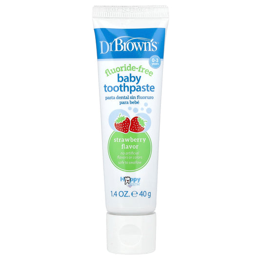 Dr. Brown's, Baby Toothpaste, Fluoride-Free, 0-3 Years, Strawberry, 1.4 oz (40 g)