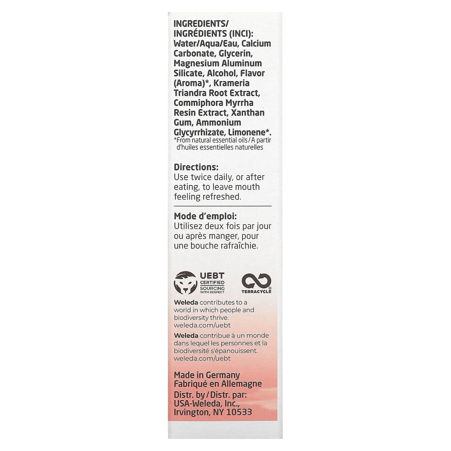 Weleda, Oral Care, Ratanhia Toothpaste, Peppermint, 2.5 fl oz (75 ml)