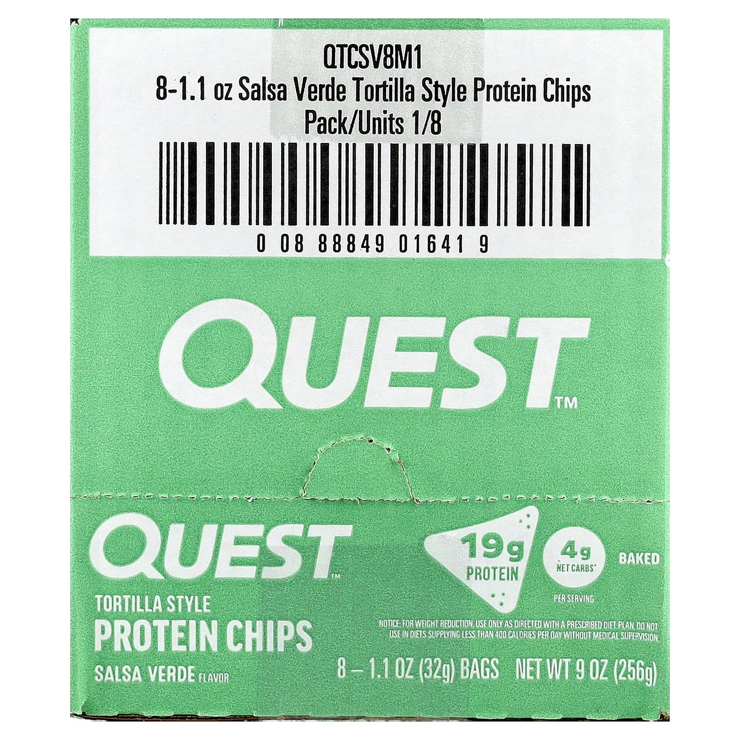 Quest Nutrition, Tortilla Style Protein Chips, Salsa Verde, 8 Bags, 1.1 oz (32 g) Each