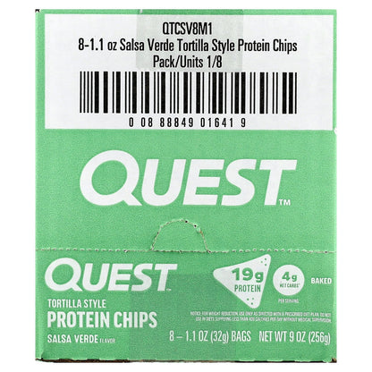 Quest Nutrition, Tortilla Style Protein Chips, Salsa Verde, 8 Bags, 1.1 oz (32 g) Each