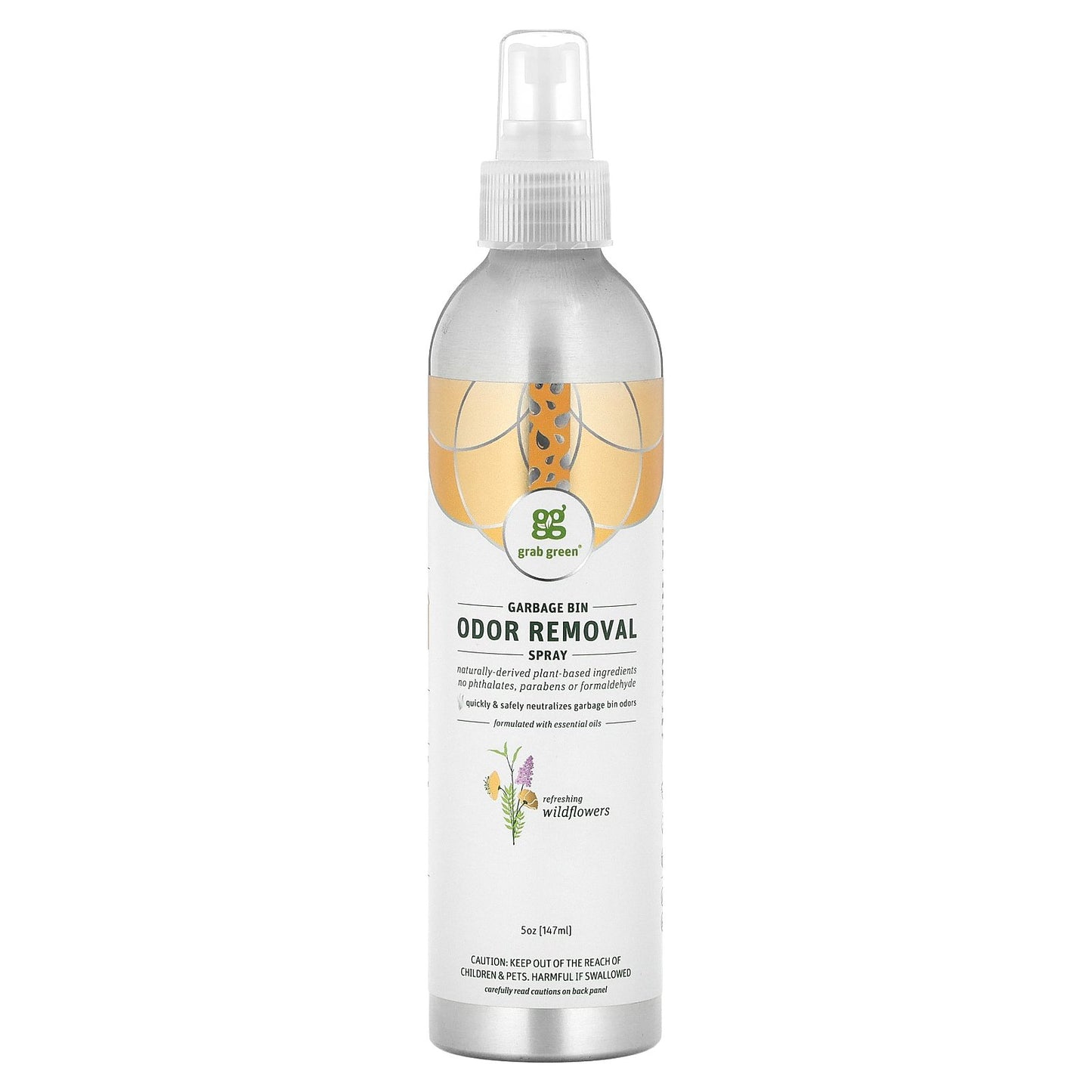 Grab Green, Garbage Bin Odor Removal Spray, Refreshing Wildflowers, 5 oz (147 ml)