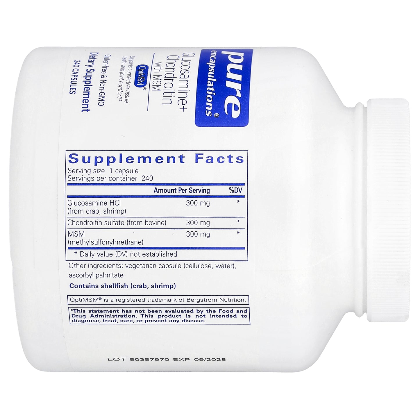 Pure Encapsulations, Glucosamine + Chondroitin with MSM, 240 Capsules