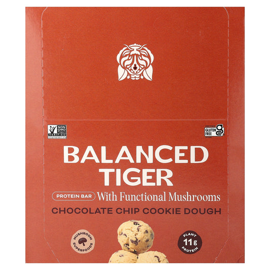 Balanced Tiger, Protein Bar, Chocolate Chip Cookie Dough, 12 Bars, 1.55 oz (44 g) Each