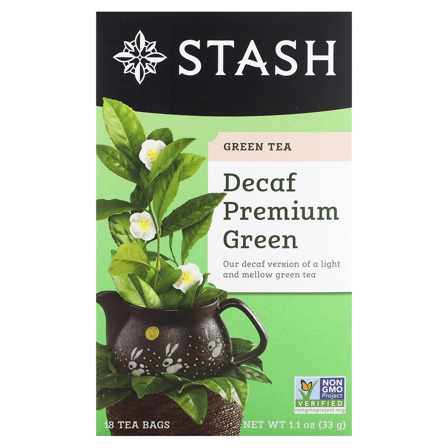 Stash Tea, Green Tea, Decaf Premium Green, 18 Tea Bags, 1.1 oz (33 g)