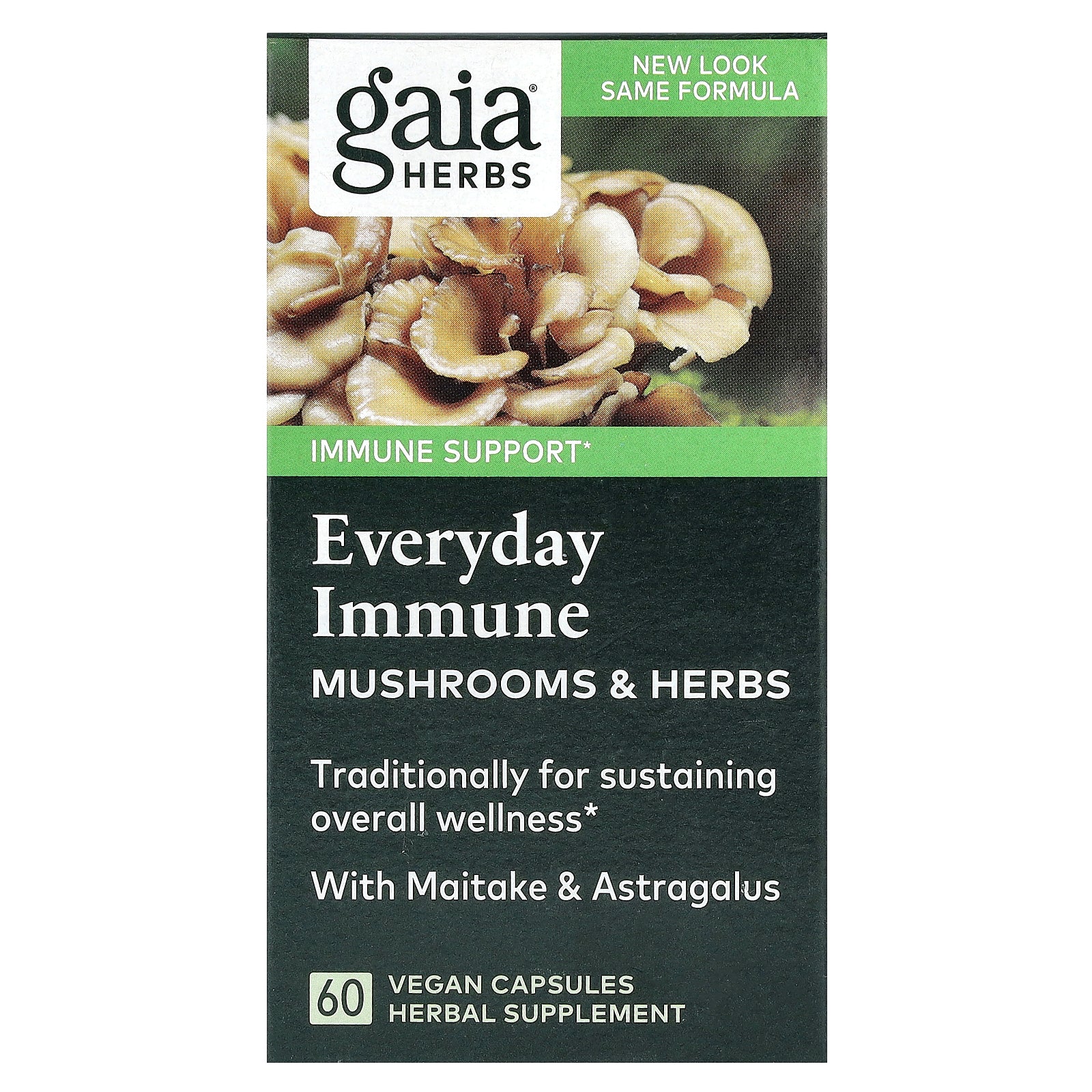 Gaia Herbs, Everyday Immune, Mushrooms & Herbs, 60 Vegan Capsules