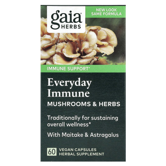 Gaia Herbs, Everyday Immune, Mushrooms & Herbs, 60 Vegan Capsules