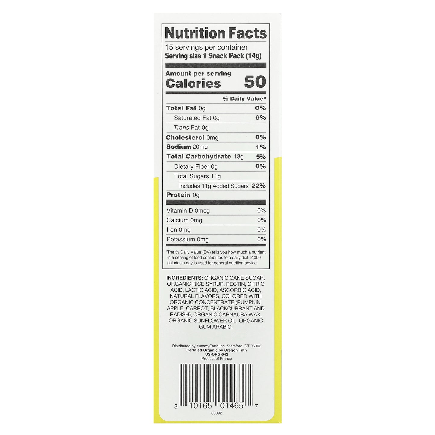 YumEarth, Organic Jelly Beans, 15 Snack Packs, 0.5 oz (14 g) Each