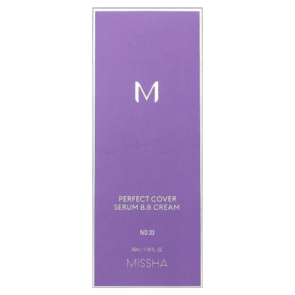 Missha, Perfect Cover Serum B.B Cream, No. 33 Tan, 1.18 fl oz (35 ml)