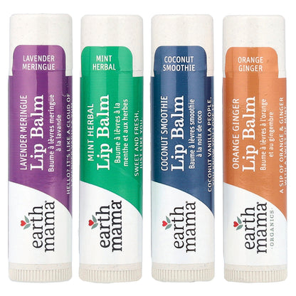 Earth Mama, Lip Balm, Quadruplets, 4 Pack, 0.15 oz (4 ml) Each