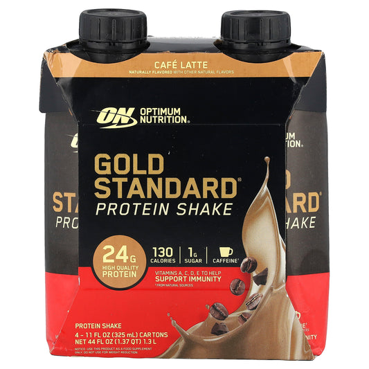 Optimum Nutrition, Gold Standard® Protein Shake, Cafe Latte, 4 Cartons, 11 fl oz (325 ml) Each