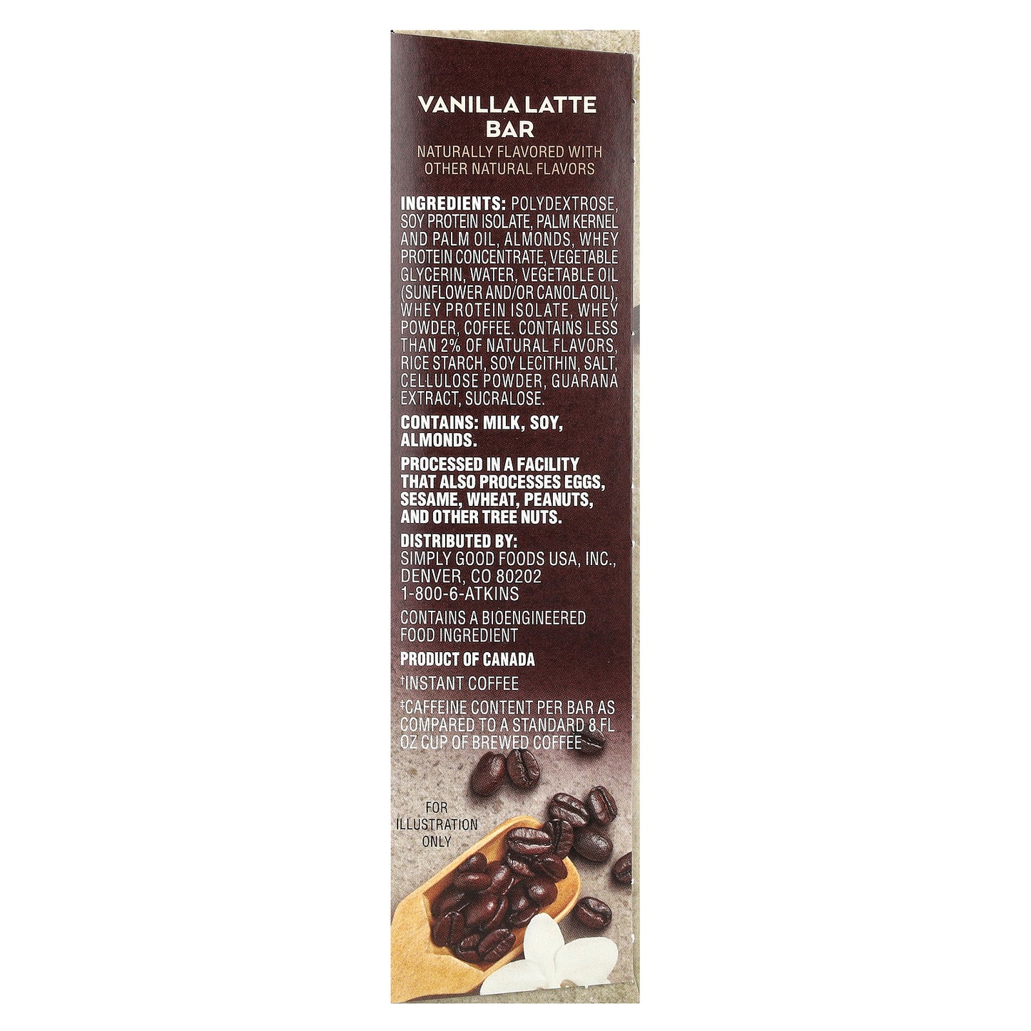 Atkins, Coffee House Collection, Vanilla Latte Bar, 5 Bars, 2.12 oz (60 g) Each