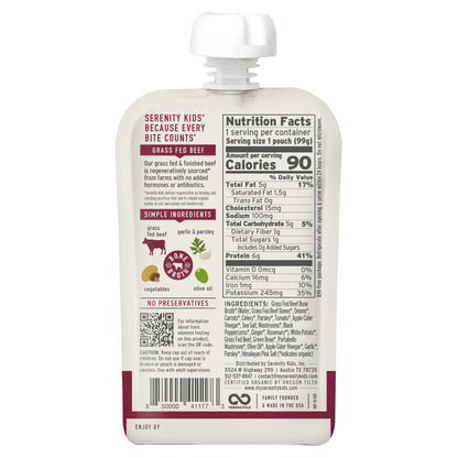 Serenity Kids, Beef Pot Roast with Organic Vegetables & Herbs, 7+ Months, 3.5 oz (99 g)