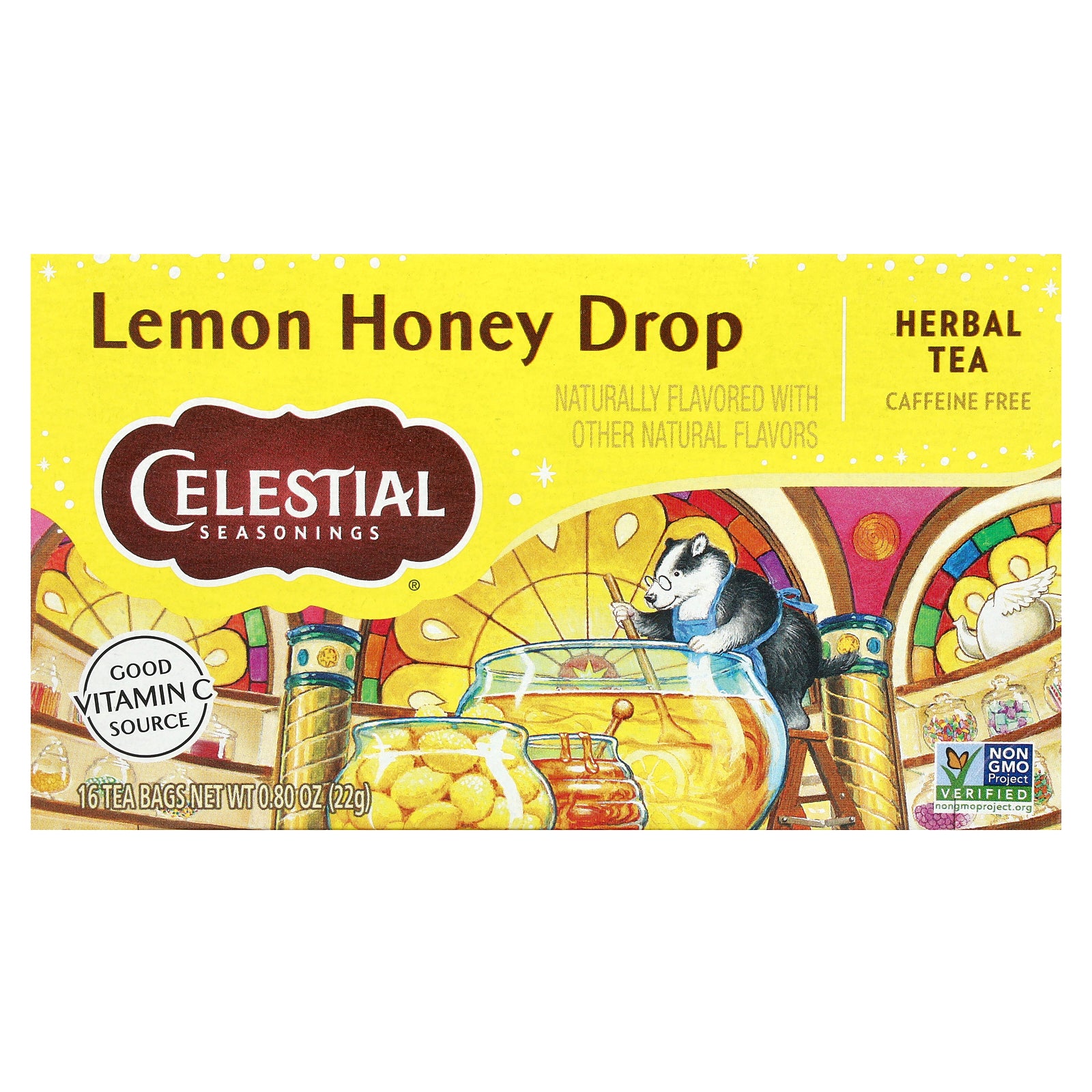 Celestial Seasonings, Herbal Tea, Lemon Honey Drop, Caffeine Free, 16 Tea Bags, 0.8 oz (22 g)