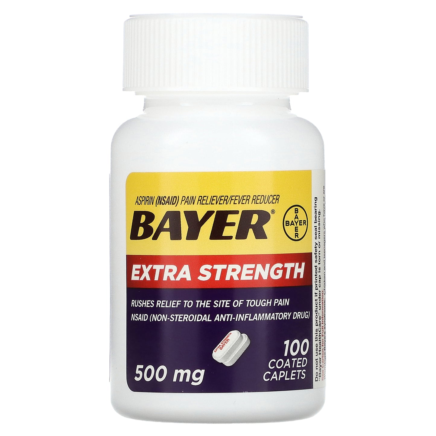 Bayer, Extra Strength Aspirin, 500 mg, 100 Coated Caplets