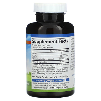 Carlson, CoQ10, 200 mg, 90 Soft Gels