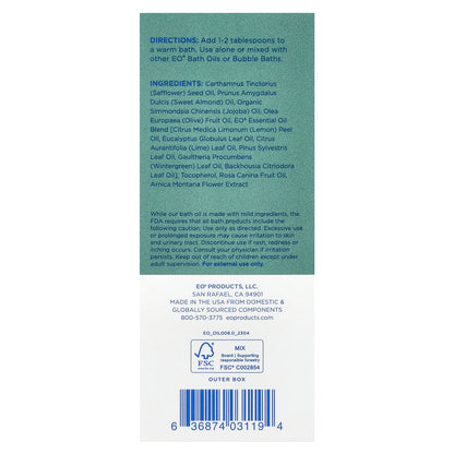 EO Products, Body Boost Bath Oil, Reviving Eucalyptus Lemon, 4 fl oz (118 ml)