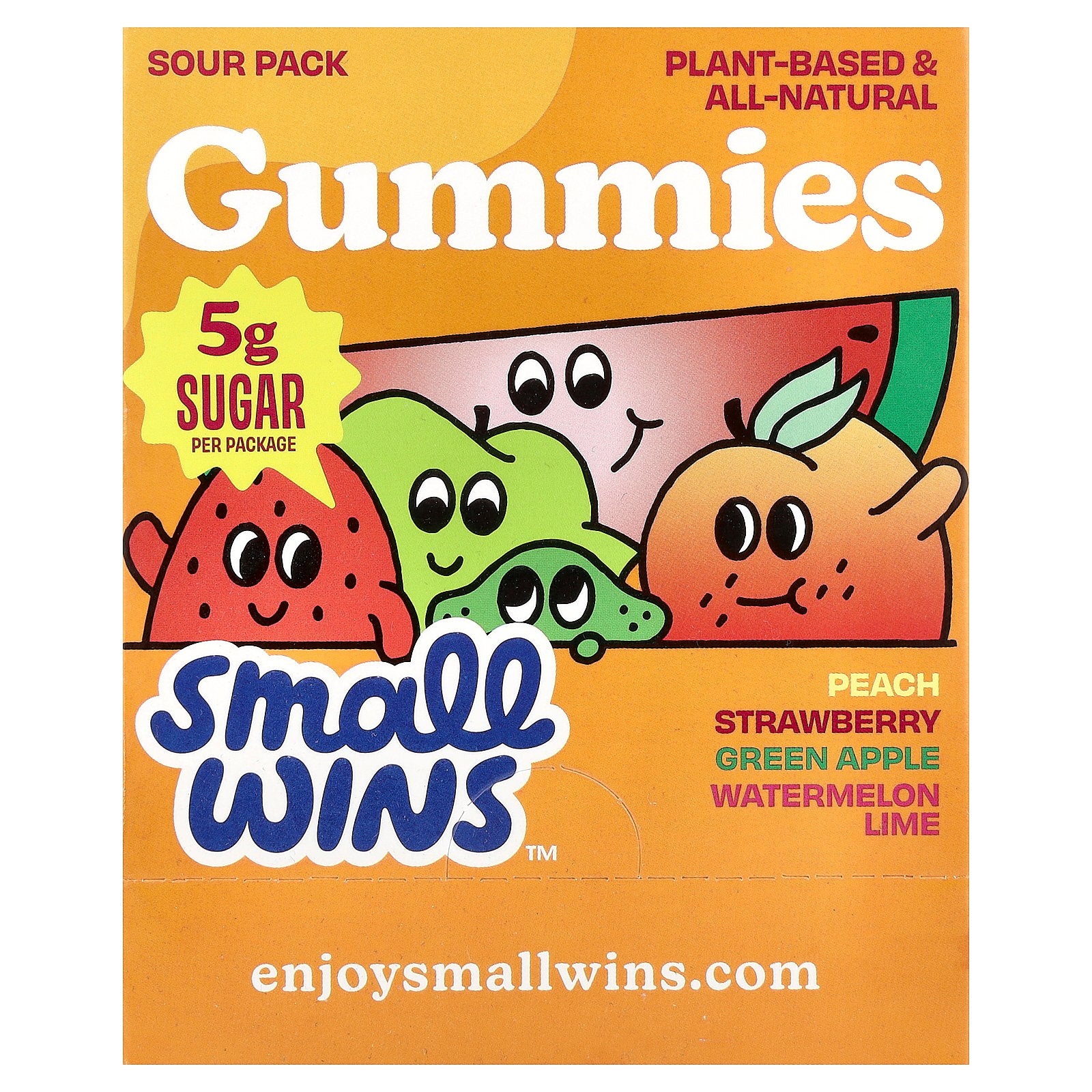 Enjoy Small Wins, Gummies, Sour Pack, Peach, Strawberry, Green Apple, Watermelon-Lime, 6 Packs, 1.8 oz (50 g) Each