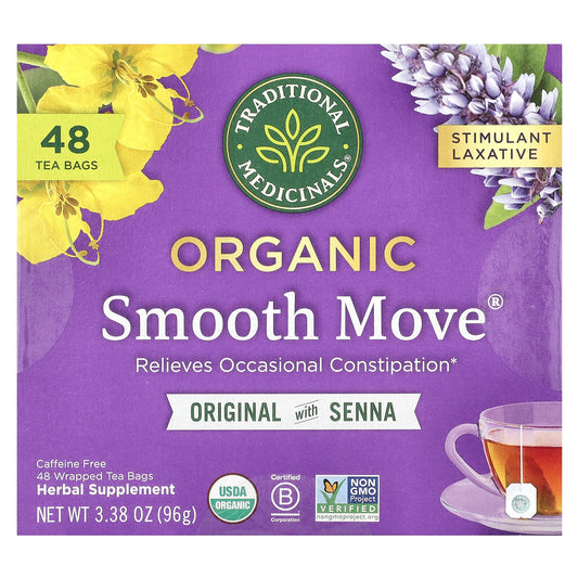 Traditional Medicinals, Organic Smooth Move, Caffeine Free, 48 Wrapped Tea Bags, 3.38 oz (96 g)