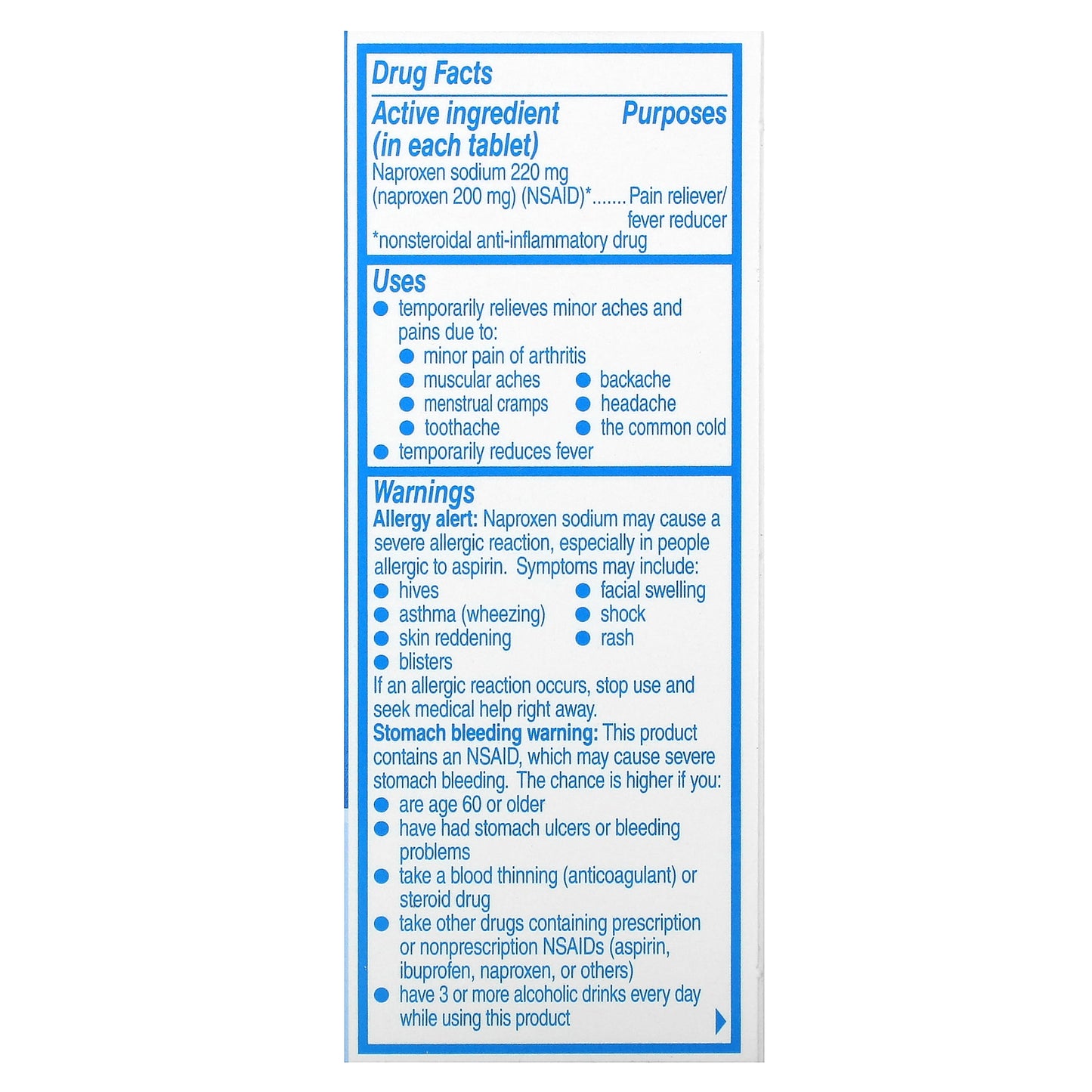 Aleve, Naproxen Sodium Tablets, 220 mg, 24 Tablets