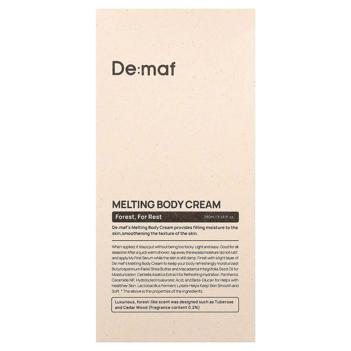 De:maf, Melting Body Cream, Forest, For Rest, 9.46 fl oz (280 ml)