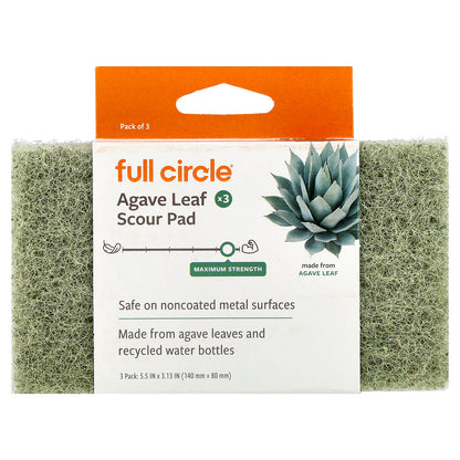 Full Circle, Agave Leaf Scour Pad, Maximum Strength, 3 Pack