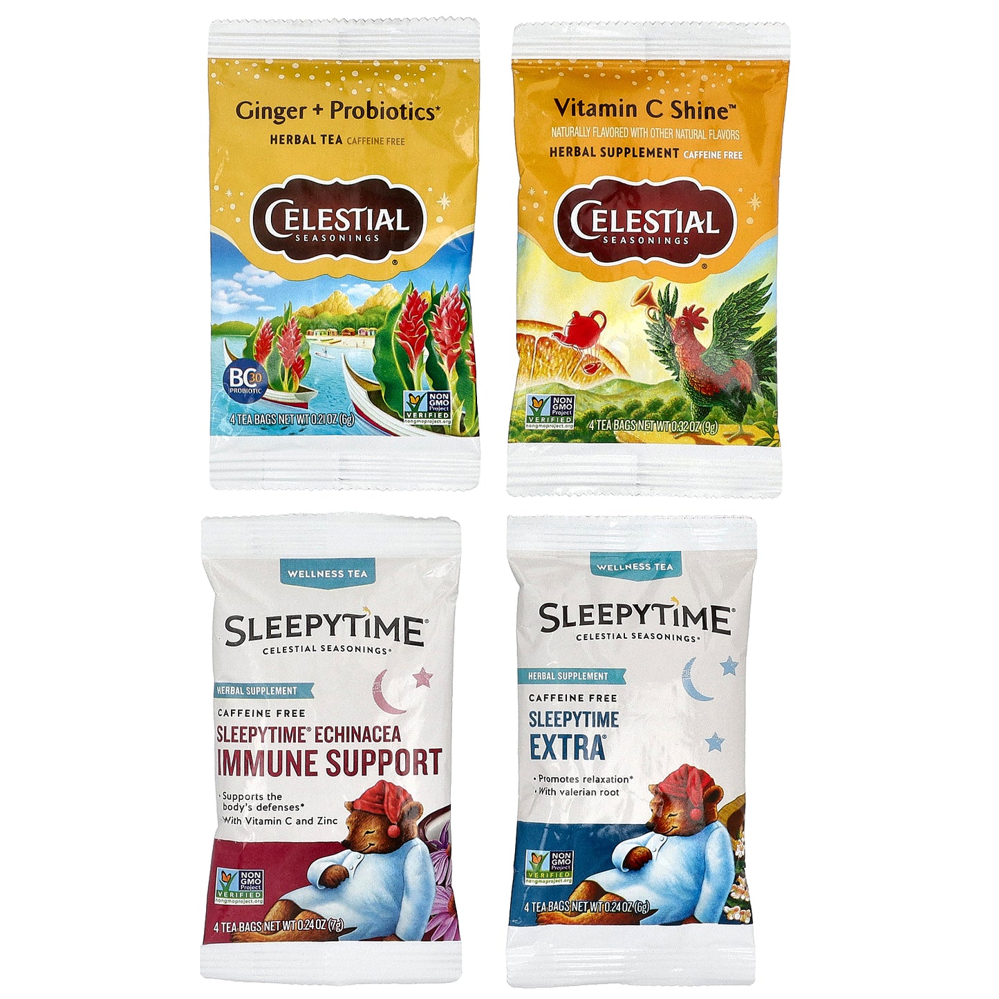 Celestial Seasonings, Everyday Wellness Variety Pack, Caffeine Free , 16 Tea Bags, 1 oz (28 g)