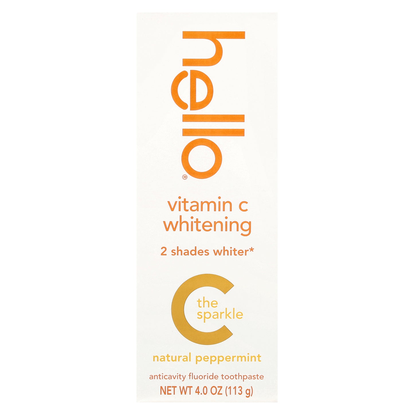 Hello, Vitamin C Whitening, Anticavity Fluoride Toothpaste, Natural Peppermint, 4 oz (113 g)