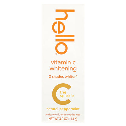 Hello, Vitamin C Whitening, Anticavity Fluoride Toothpaste, Natural Peppermint, 4 oz (113 g)