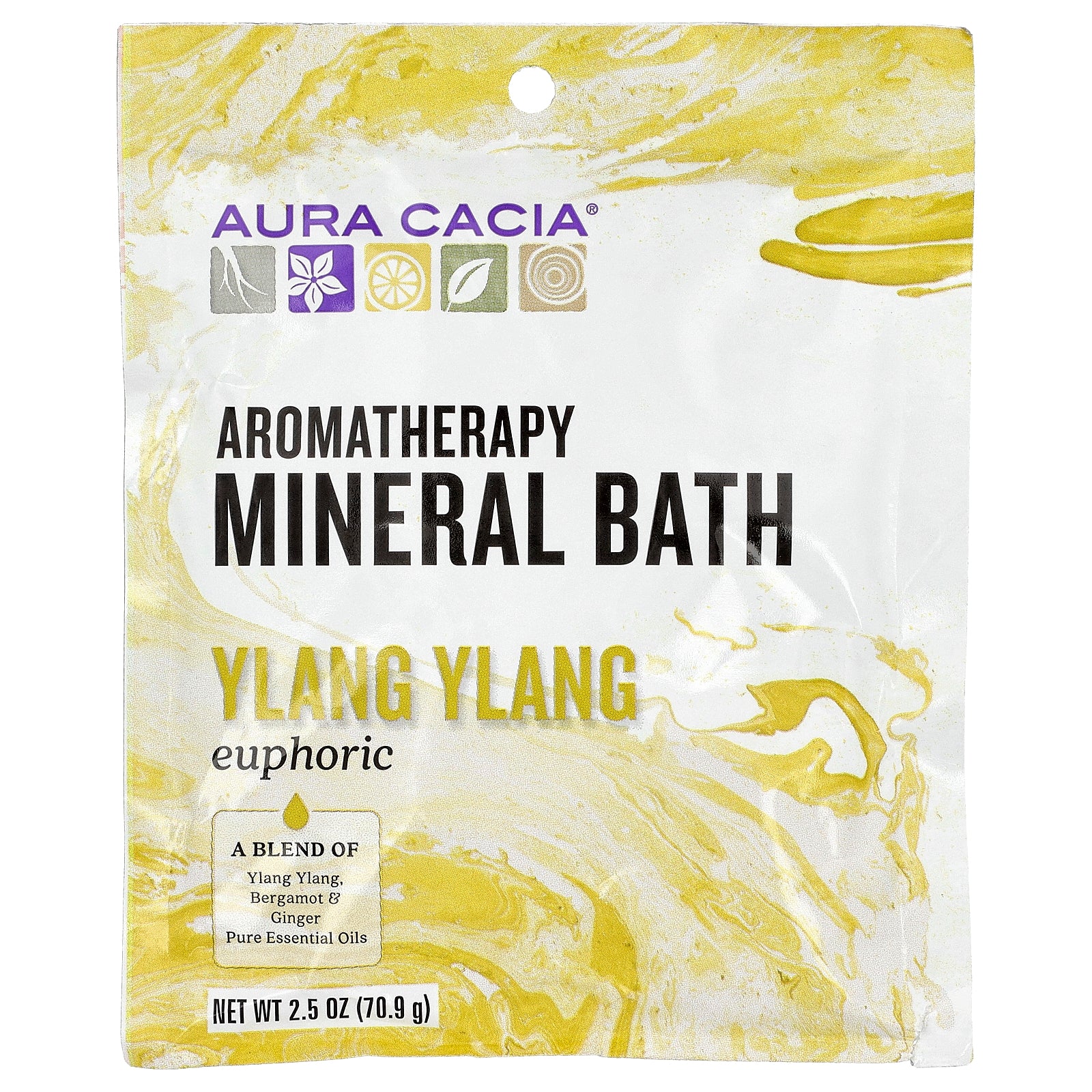 Aura Cacia, Aromatherapy Mineral Bath, Euphoric, Ylang Ylang, 2.5 oz (70.9 g)