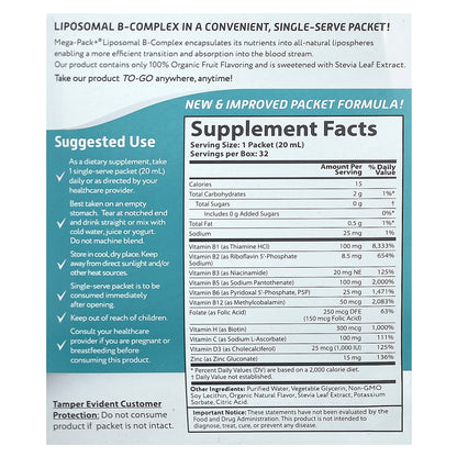 Aurora Nutrascience, Liposomal B-Complex, 32 Packets, 0.68 fl oz ( 20 ml) Each