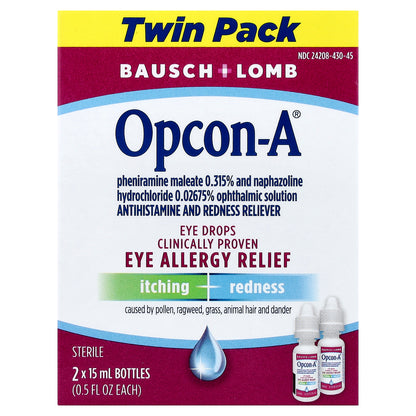 Opcon-A, Allergy Relief Eye Drops, 2 Bottles, 0.5 fl oz (15 ml) Each